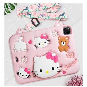 iPad Case with Shoulder Strap Silicone Cover iPad Air 5th Hello Kitty